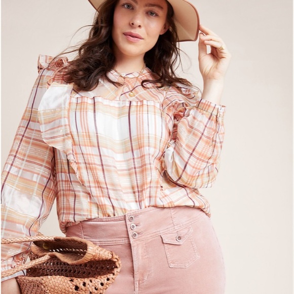 ANTHRO Current Air Ruffled Peasant Blouse - Picture 1 of 4